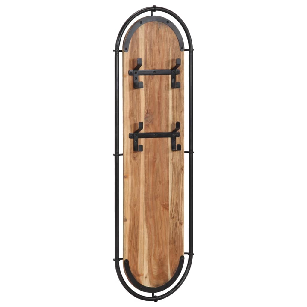 vidaXL Porte-manteaux muraux et 4 crochets 2 pcs bois massif d'acacia