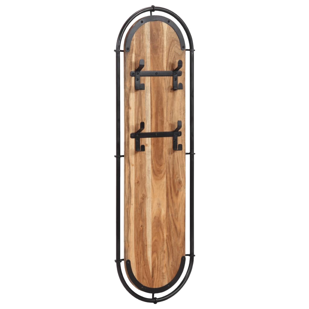 vidaXL Porte-manteaux muraux et 4 crochets 2 pcs bois massif d'acacia