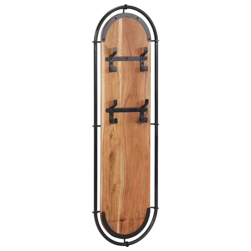 vidaXL Porte-manteaux muraux et 4 crochets 2 pcs bois massif d'acacia