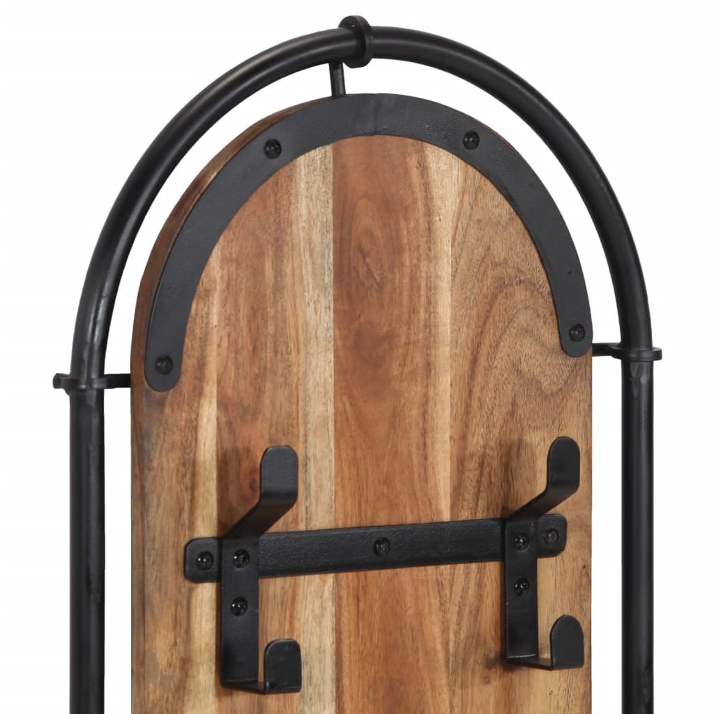 vidaXL Porte-manteaux muraux et 4 crochets 2 pcs bois massif d'acacia