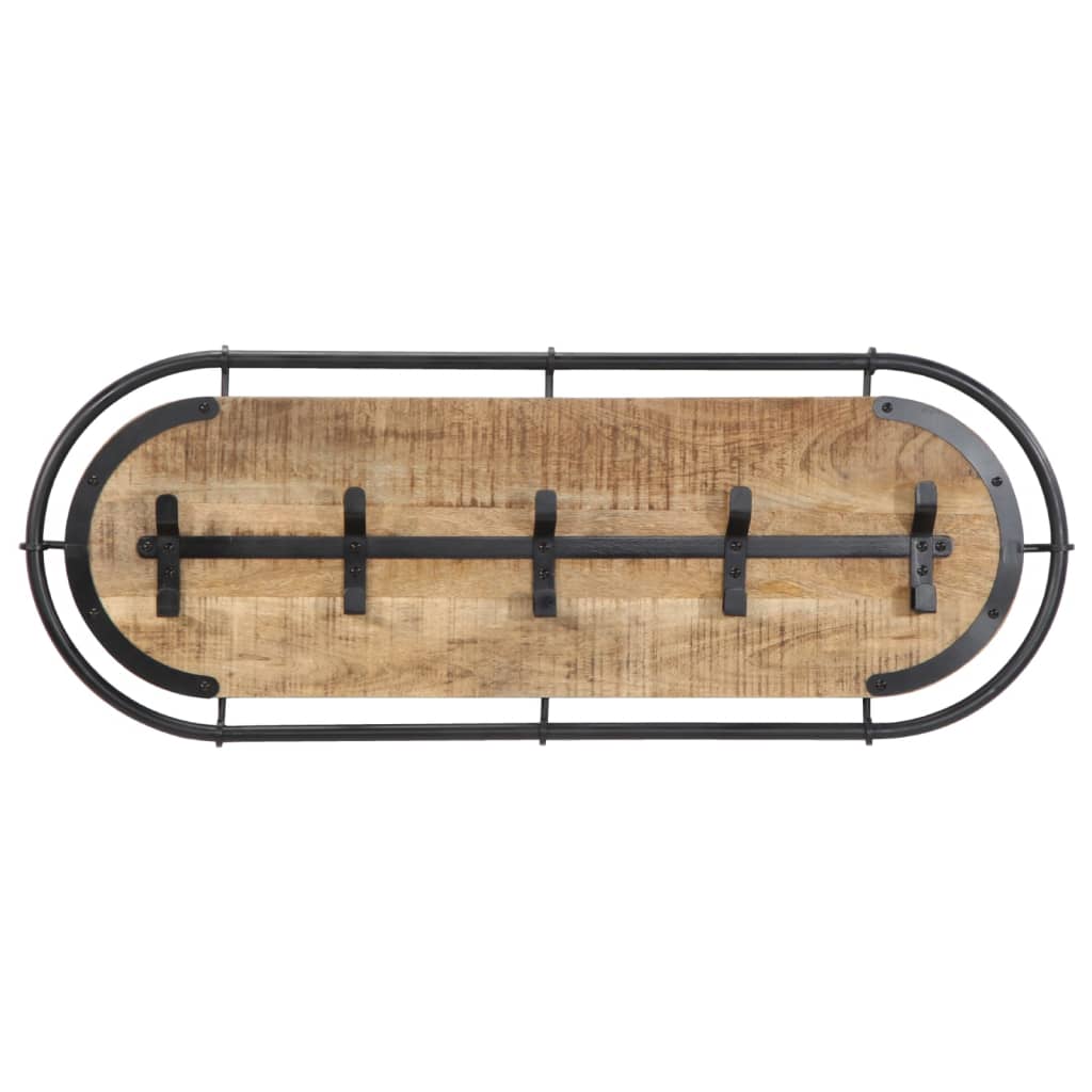 vidaXL Porte-manteau mural avec 5 crochets bois manguier massif brut