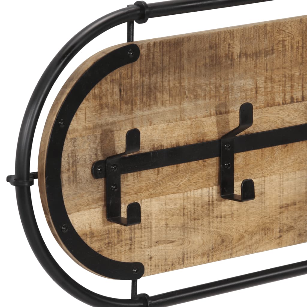 vidaXL Porte-manteau mural avec 5 crochets bois manguier massif brut
