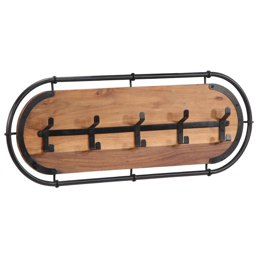 vidaXL Porte-manteau mural avec 5 crochets bois massif d'acacia