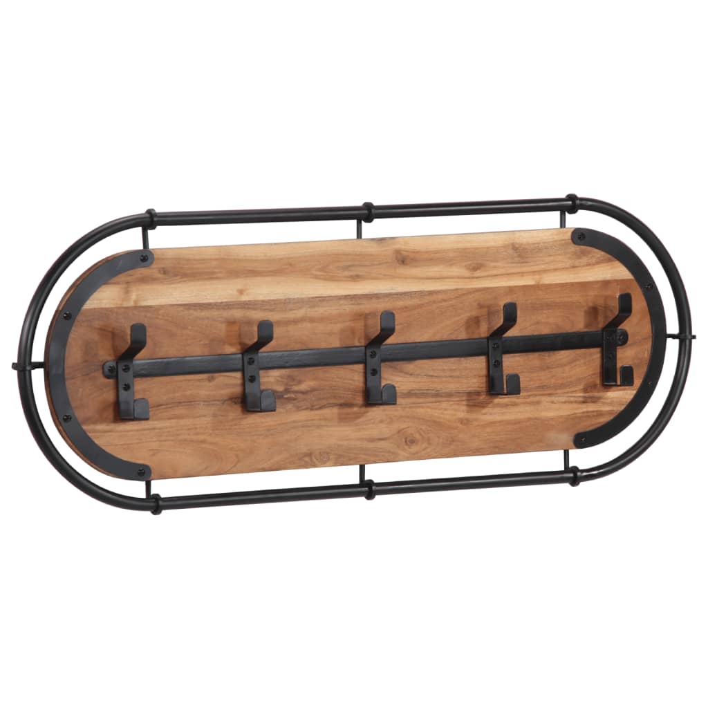 vidaXL Porte-manteau mural avec 5 crochets bois massif d'acacia