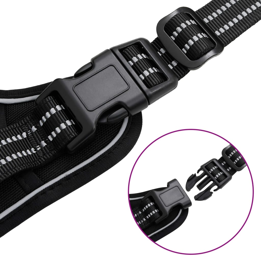 vidaXL Harnais pour chien avec bandes réfléchissantes réglables noir S