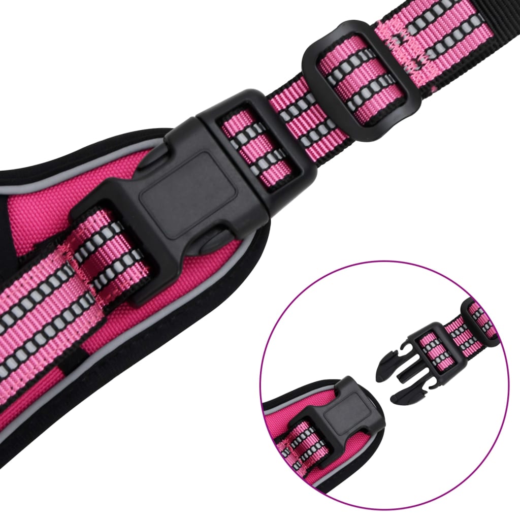 vidaXL Harnais pour chien avec laisse et collier réglables rose S
