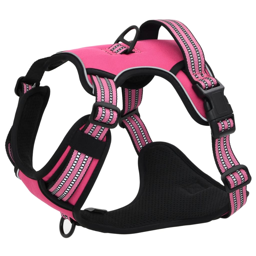 vidaXL Harnais pour chien avec laisse et collier réglables rose L