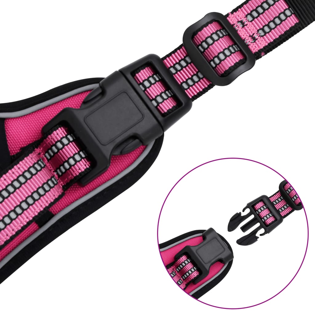 vidaXL Harnais pour chien avec laisse et collier réglables rose L