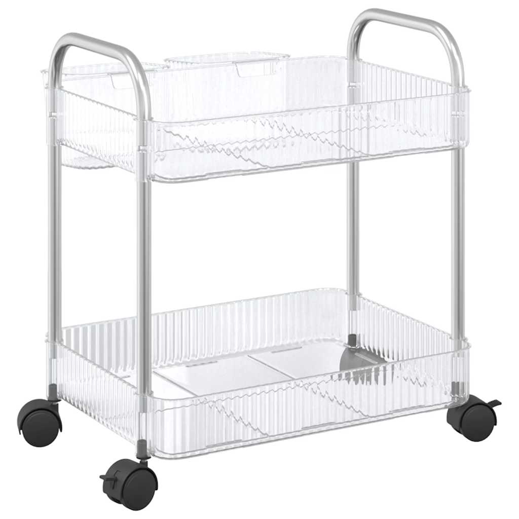vidaXL Chariot de rangement à 2 niveaux transparent acrylique