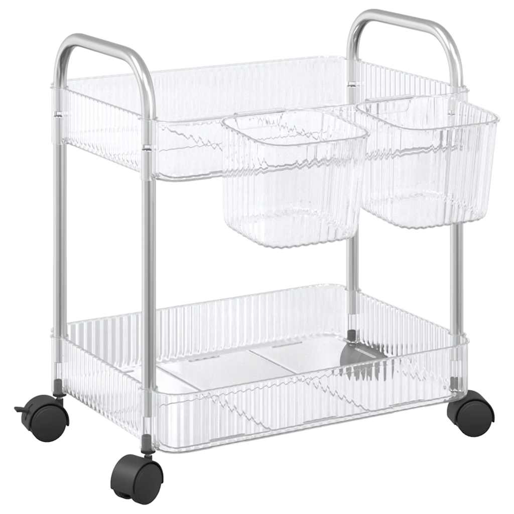 vidaXL Chariot de rangement à 2 niveaux transparent acrylique