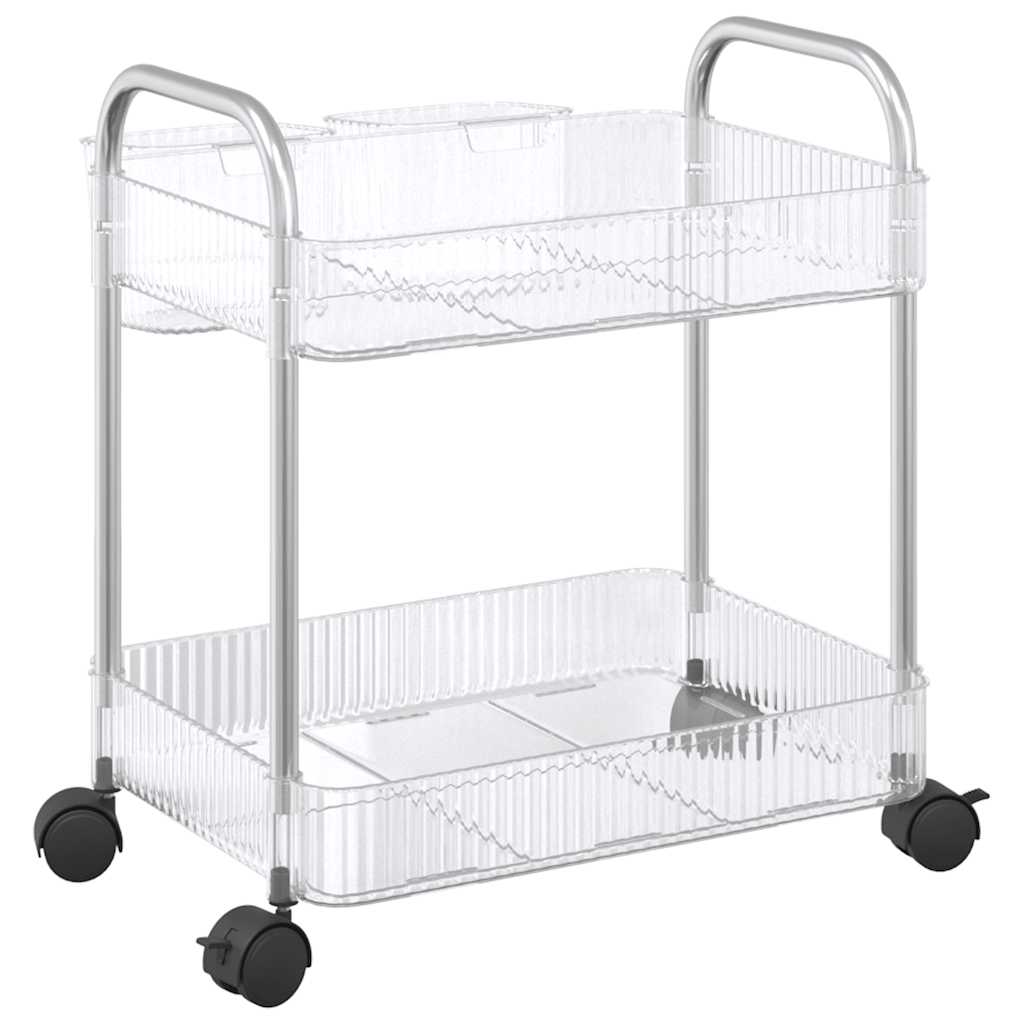 vidaXL Chariot de rangement à 2 niveaux transparent acrylique