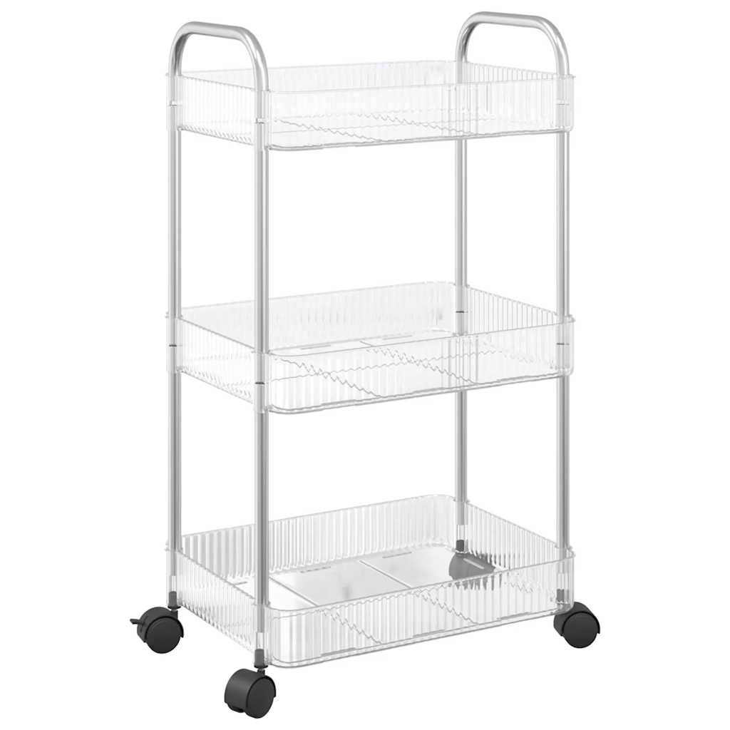 vidaXL Chariot de rangement à 3 niveaux transparent acrylique