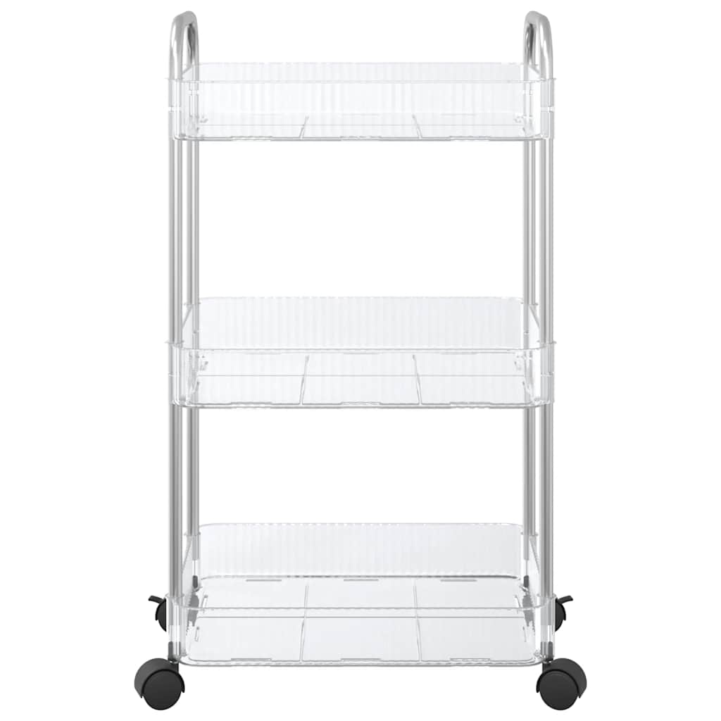 vidaXL Chariot de rangement à 3 niveaux transparent acrylique