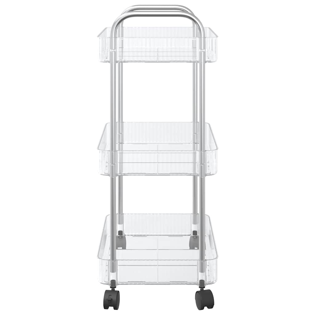 vidaXL Chariot de rangement à 3 niveaux transparent acrylique