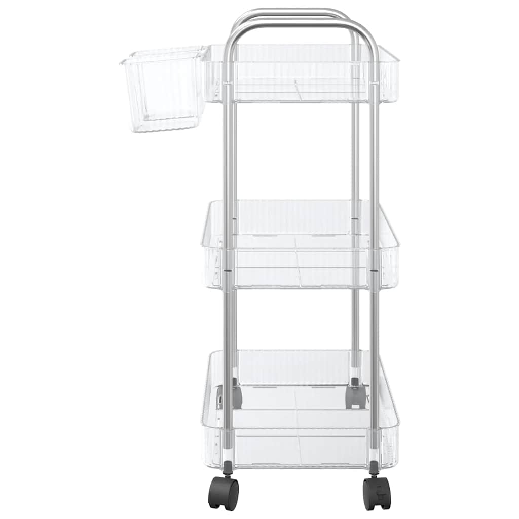 vidaXL Chariot de rangement à 3 niveaux transparent acrylique
