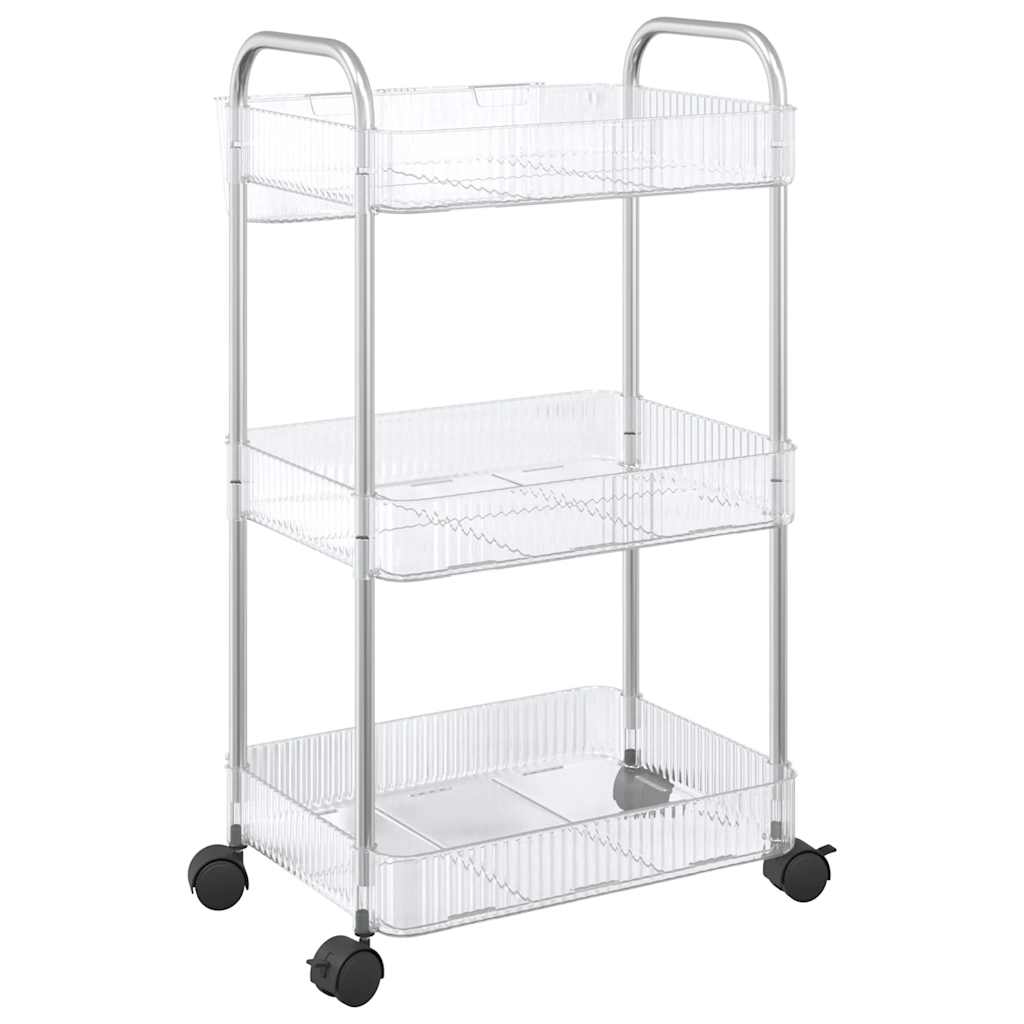 vidaXL Chariot de rangement à 3 niveaux transparent acrylique
