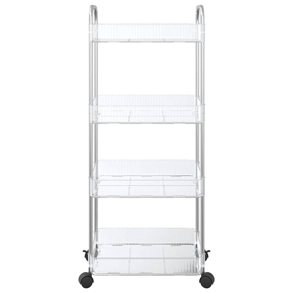 vidaXL Chariot de rangement à 4 niveaux transparent acrylique