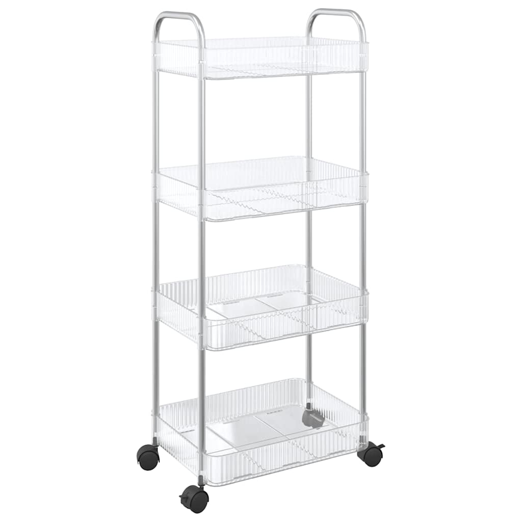 vidaXL Chariot de rangement à 4 niveaux transparent acrylique