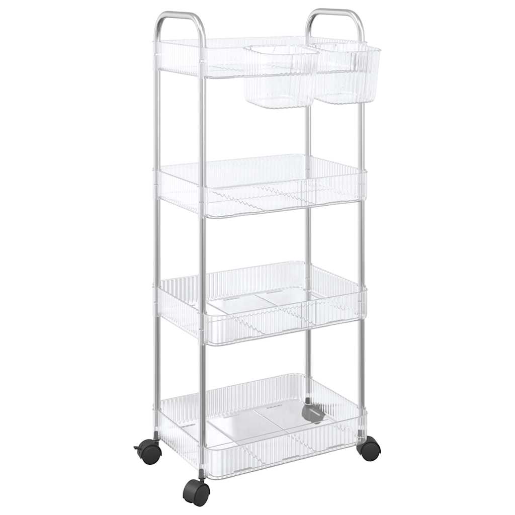 vidaXL Chariot de rangement à 4 niveaux transparent acrylique