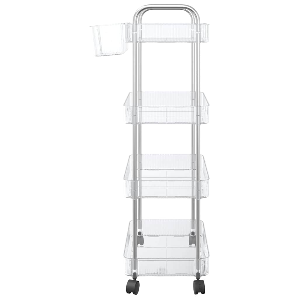 vidaXL Chariot de rangement à 4 niveaux transparent acrylique