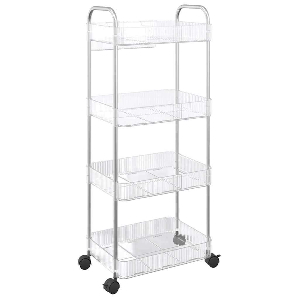 vidaXL Chariot de rangement à 4 niveaux transparent acrylique