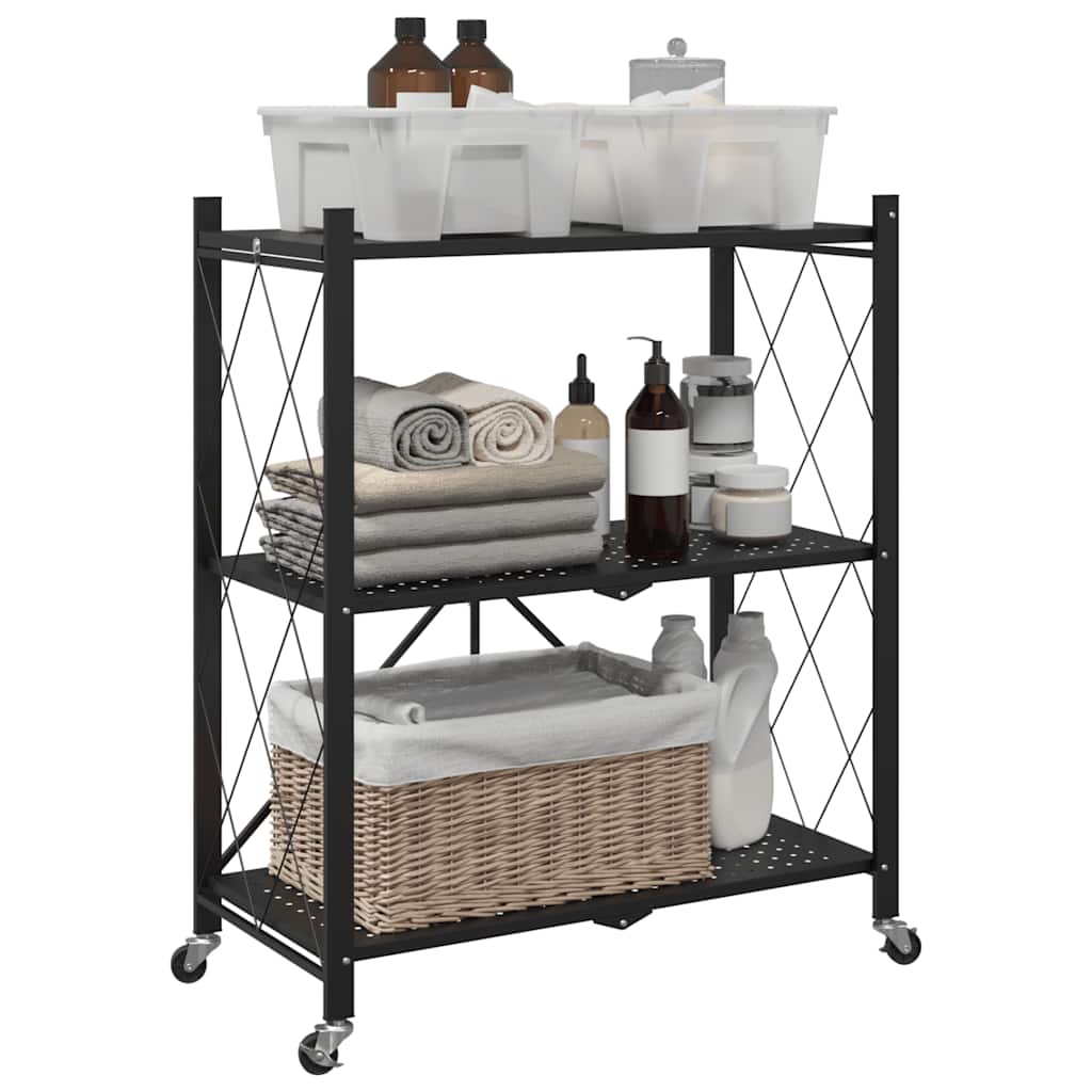 VidaXL Étagère de rangement sur roulettes noir 71x34x88 cm acier