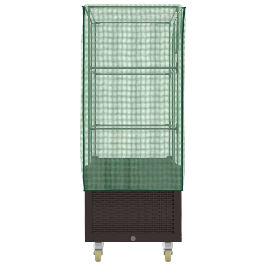 vidaXL Jardinière surélevée avec housse et roues aspect rotin