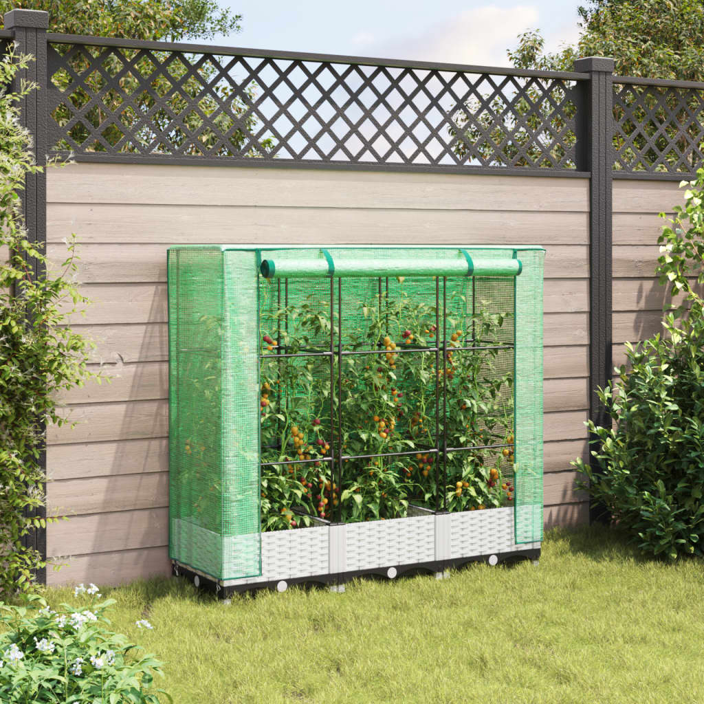 vidaXL Jardinière surélevée avec housse aspect rotin 120x40x123 cm