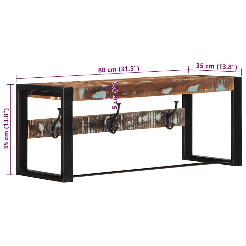 vidaXL Porte-manteau multicolore 80x35x35 cm bois massif récupération
