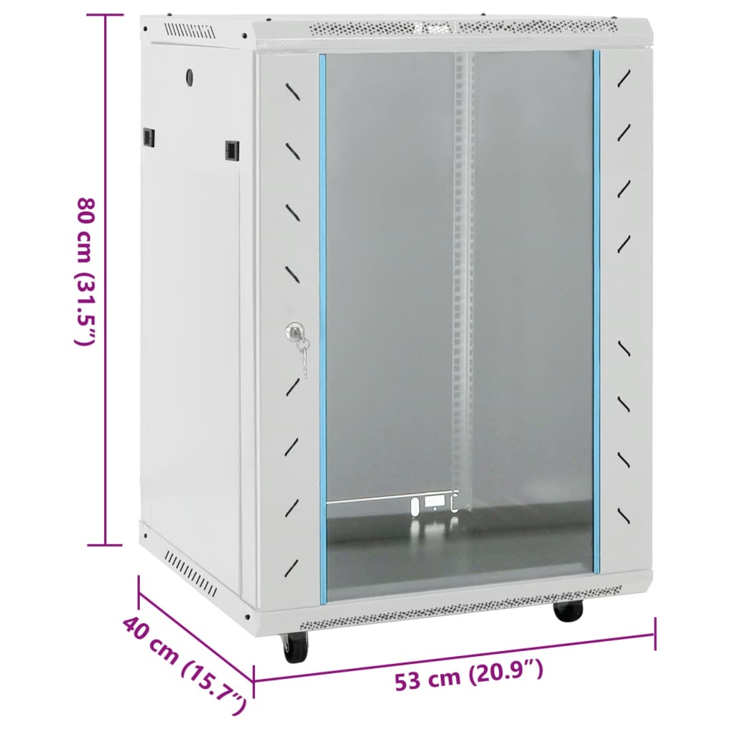 vidaXL Coffret de réseau 15U 19" IP20 gris 53x40x80 cm