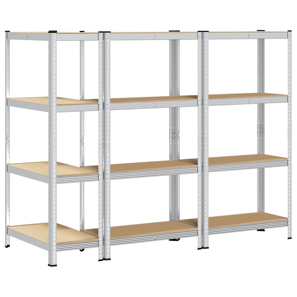 vidaXL Étagères de rangement à 4 niveaux 3 pcs acier bois d'ingénierie