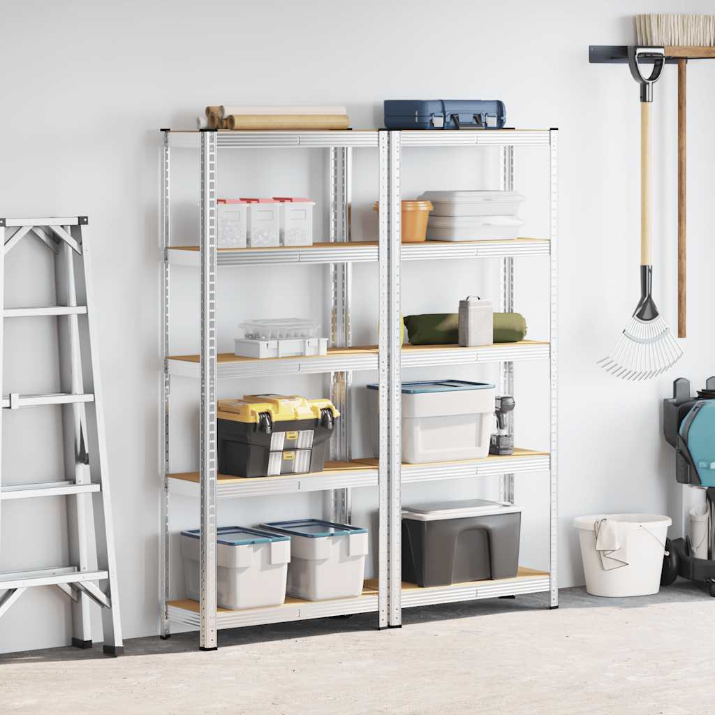 vidaXL Étagères de rangement à 5 niveaux 2 pcs acier bois d'ingénierie
