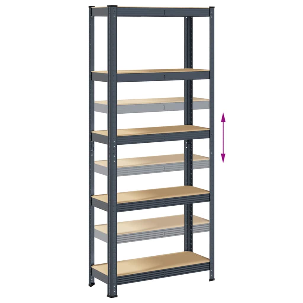 vidaXL Étagères de rangement 5 niveaux 2 pcs Anthracite Acier et bois