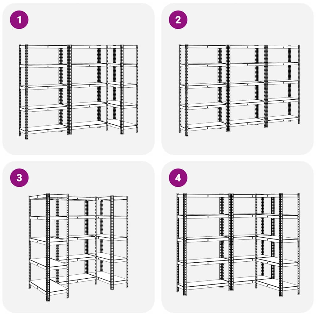 vidaXL Étagères de rangement à 5 niveaux 3 pcs acier bois d'ingénierie