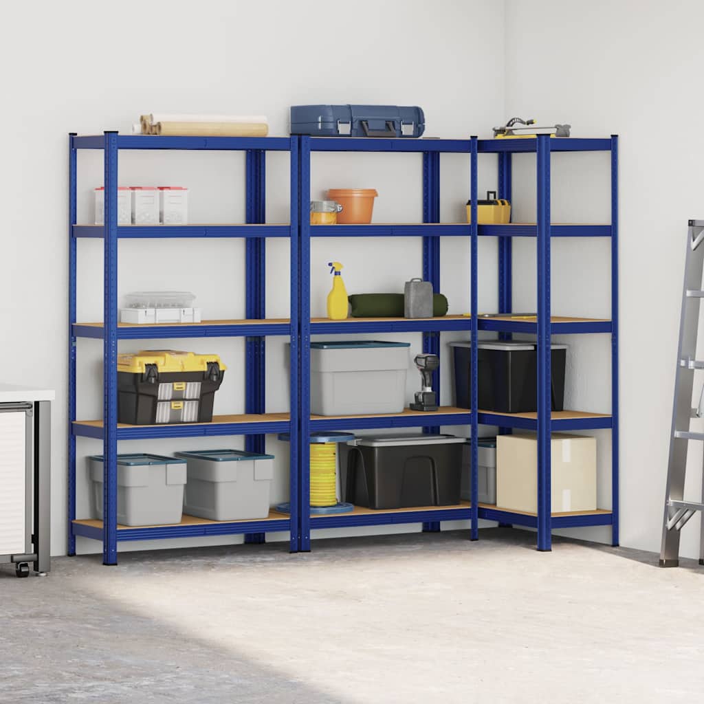 vidaXL Étagères de rangement à 5 niveaux 3 pcs Bleu