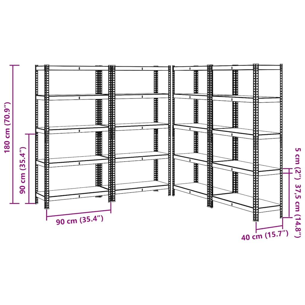 vidaXL Étagères de rangement à 5 niveaux 4 pcs bleu