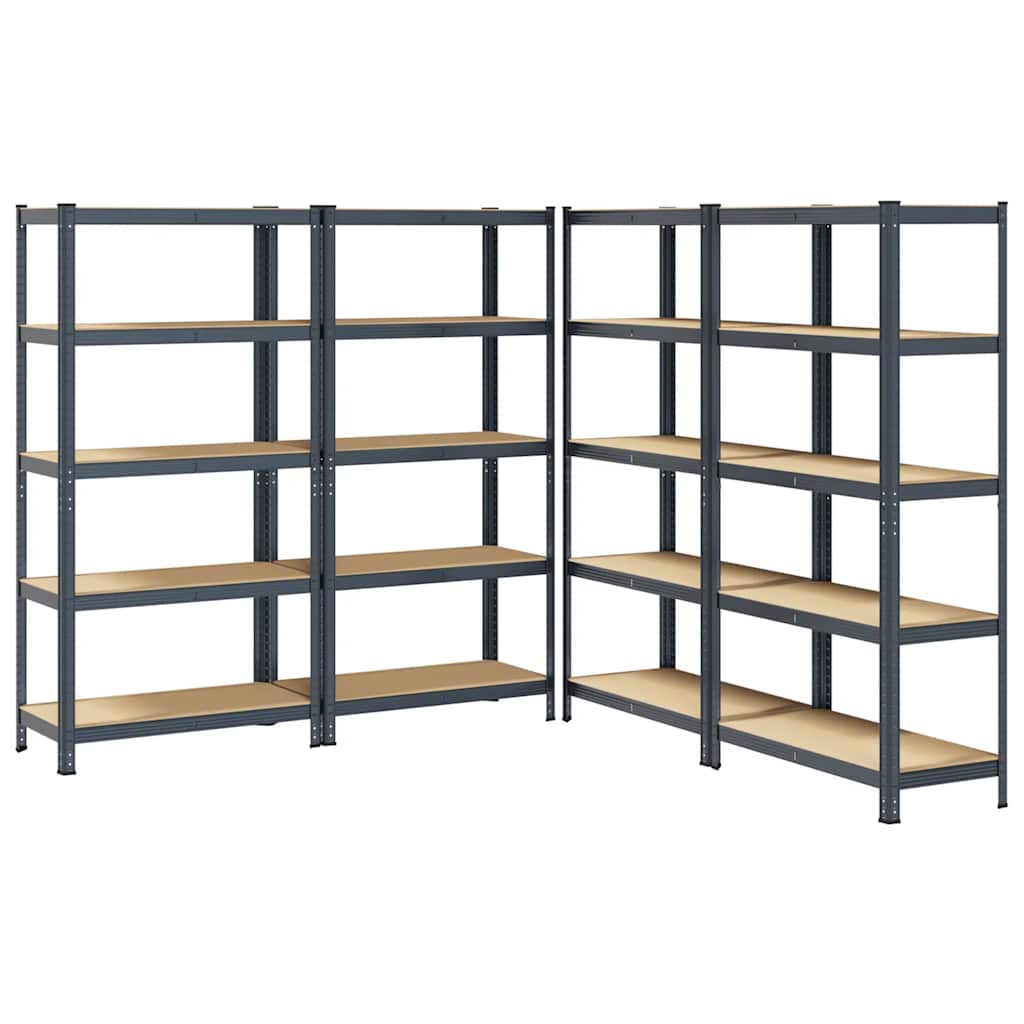 vidaXL Étagères à 5 niveaux 4pcs anthracite acier et bois d'ingénierie
