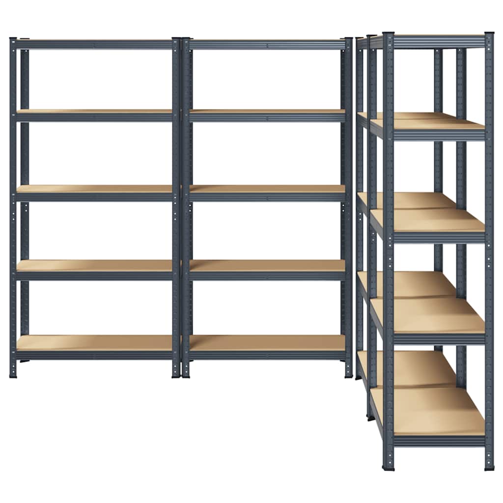 vidaXL Étagères à 5 niveaux 4pcs anthracite acier et bois d'ingénierie