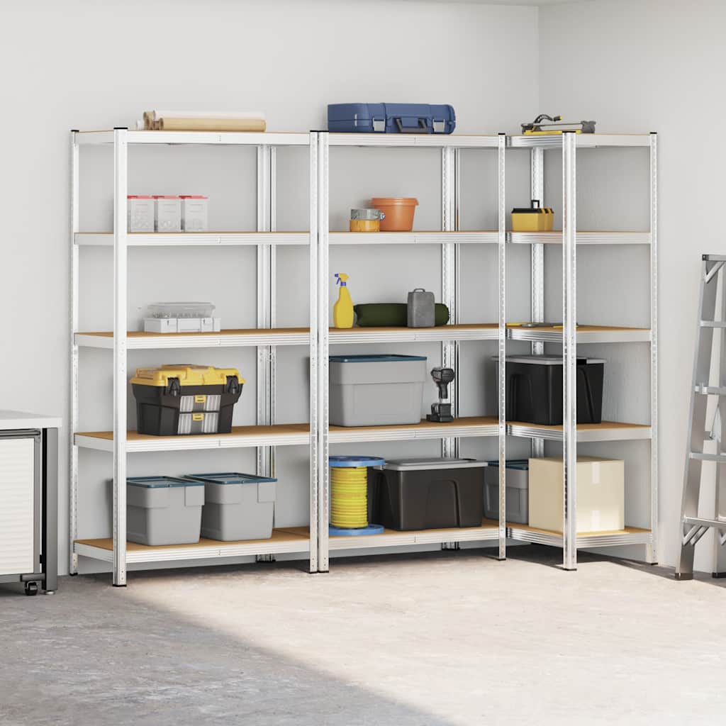 vidaXL Étagères de rangement à 5 niveaux 3 pcs acier bois d'ingénierie