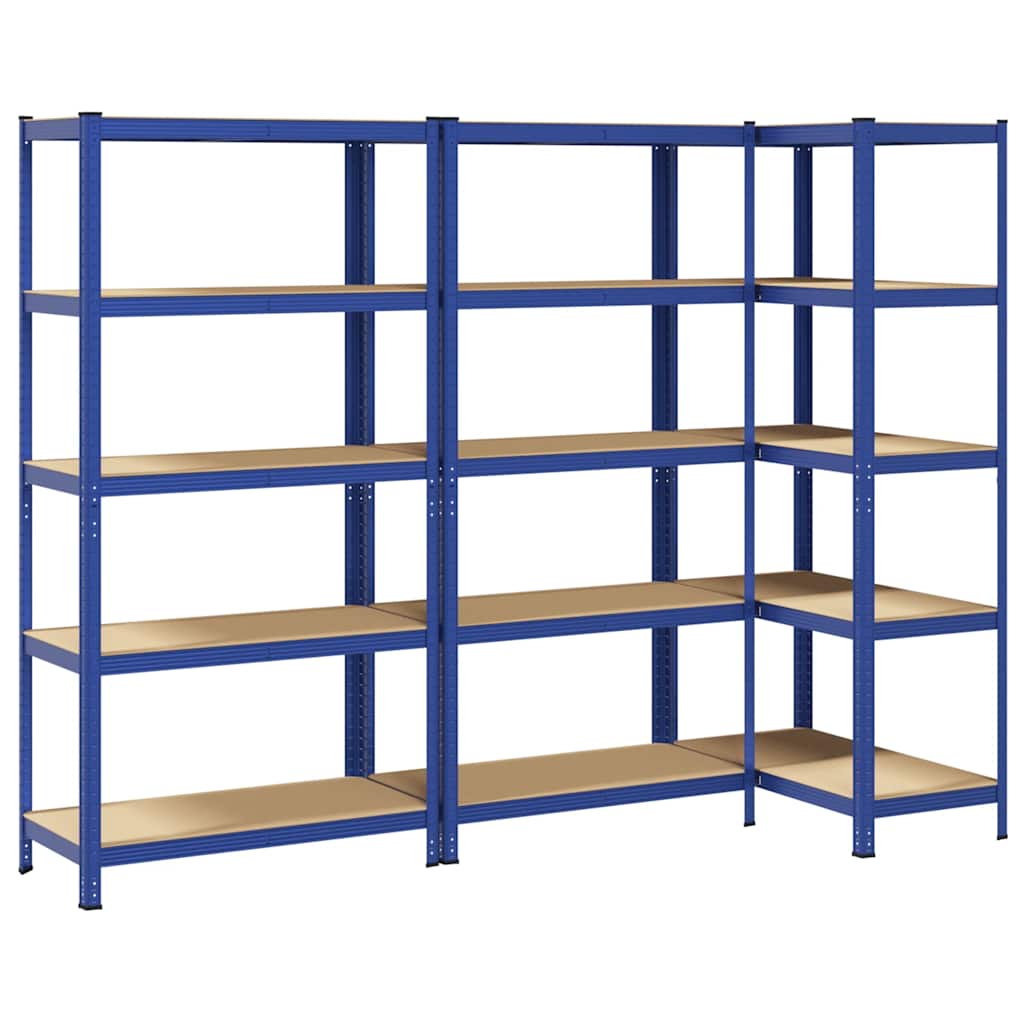 vidaXL Étagères de rangement à 5 niveaux 3 pcs Bleu