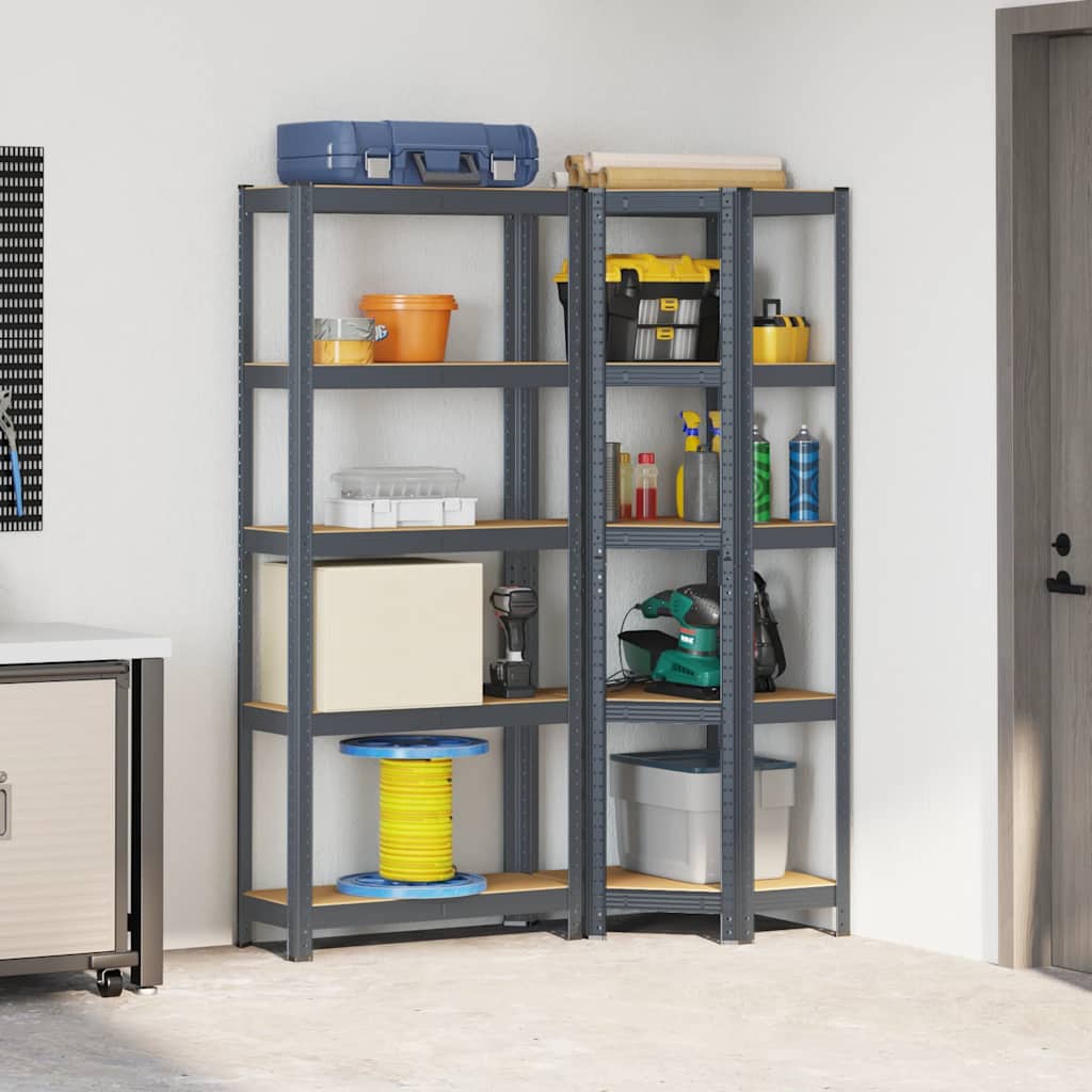vidaXL Ensemble d'étagères à 5 niveaux 2 pcs acier bois d'ingénierie