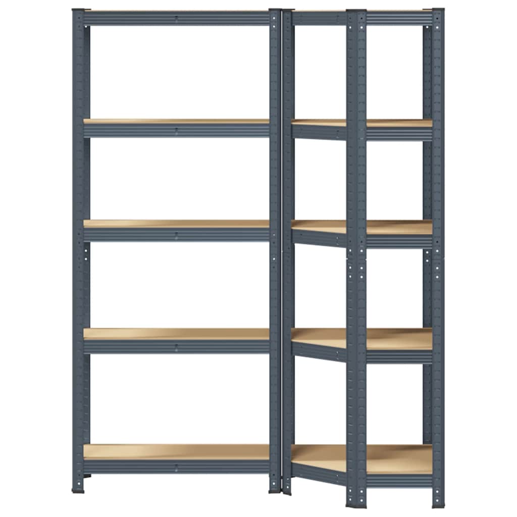 vidaXL Ensemble d'étagères à 5 niveaux 2 pcs acier bois d'ingénierie
