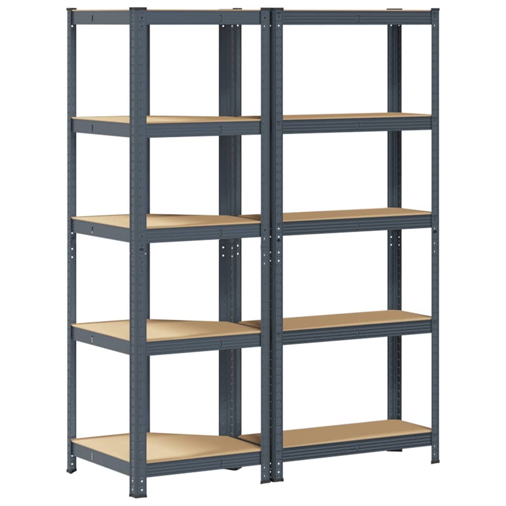 vidaXL Ensemble d'étagères à 5 niveaux 2 pcs acier bois d'ingénierie