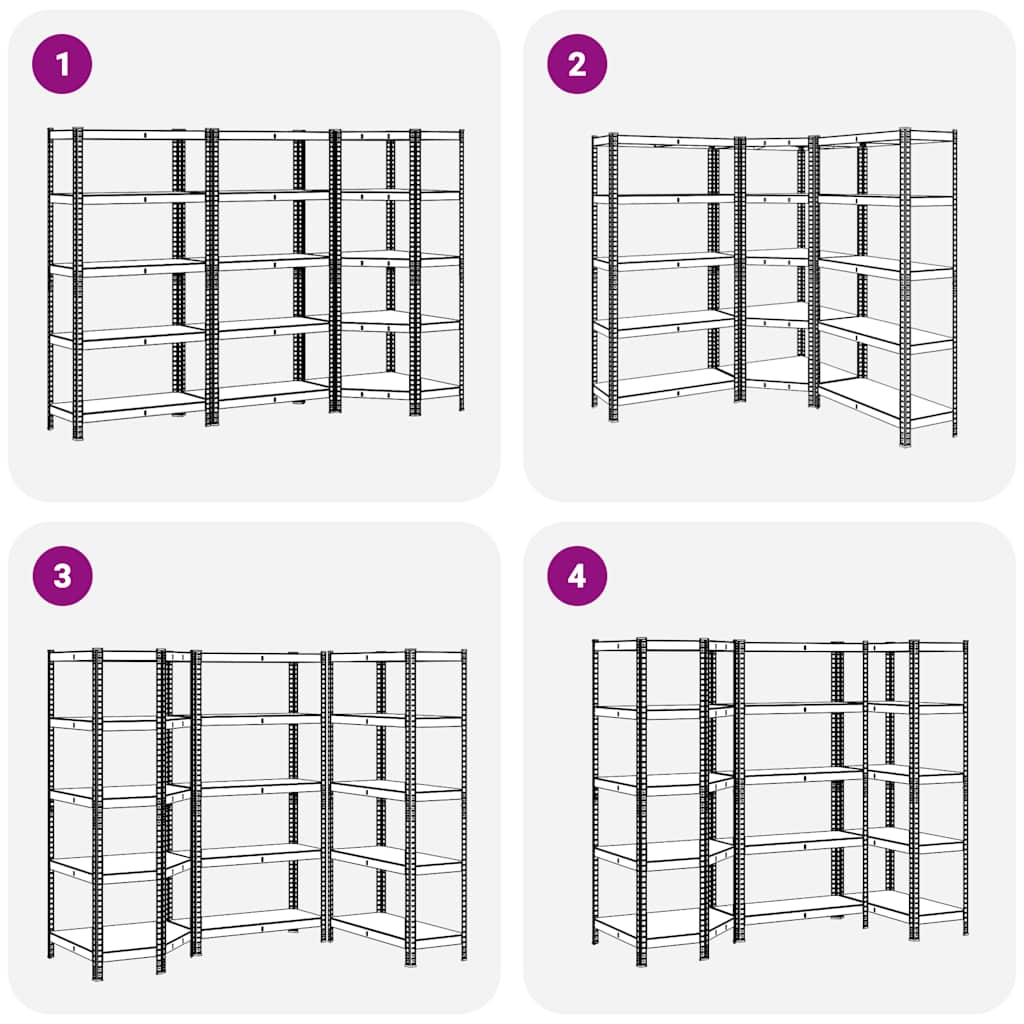 vidaXL Ensemble d'étagères à 5 niveaux 3 pcs acier bois d'ingénierie