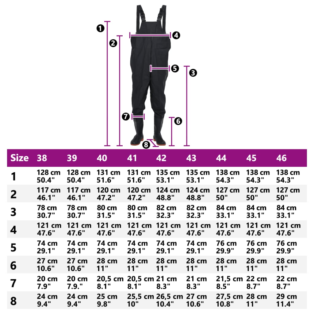 vidaXL Cuissardes avec bottes noir taille 40