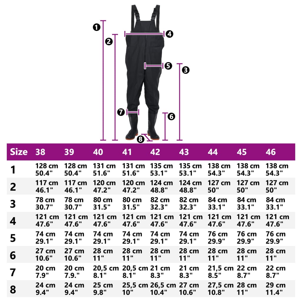 vidaXL Cuissardes avec bottes noir taille 43