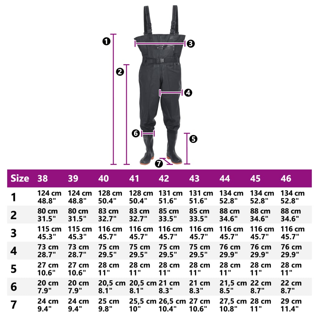 vidaXL Cuissardes avec bottes et ceinture noir taille 40