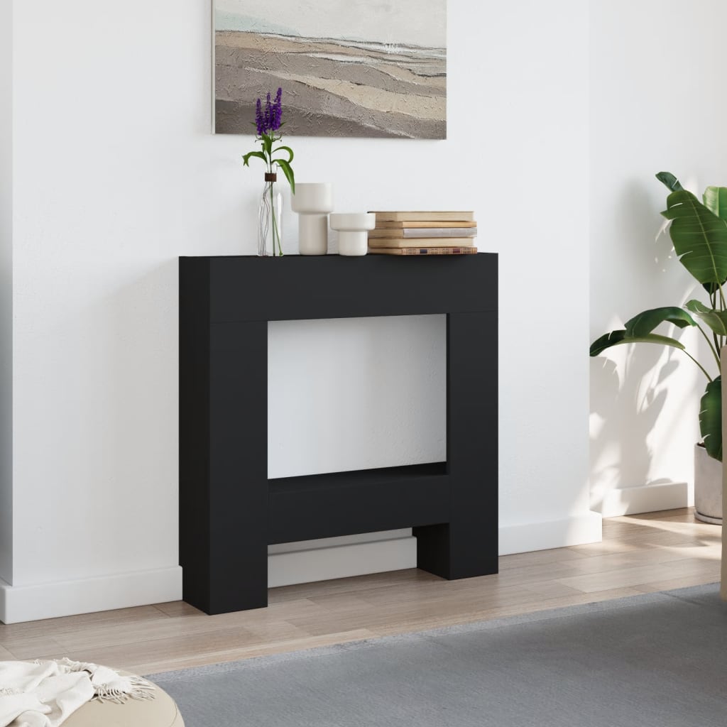 VidaXL Cadre de cheminée noir 81x18x82 cm bois d'ingénierie