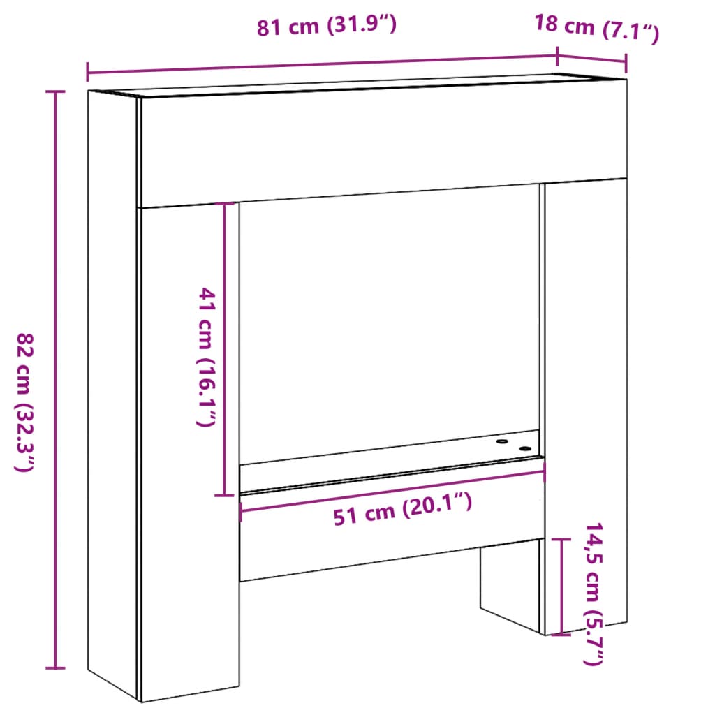 VidaXL Cadre de cheminée gris béton 81x18x82 cm bois d'ingénierie