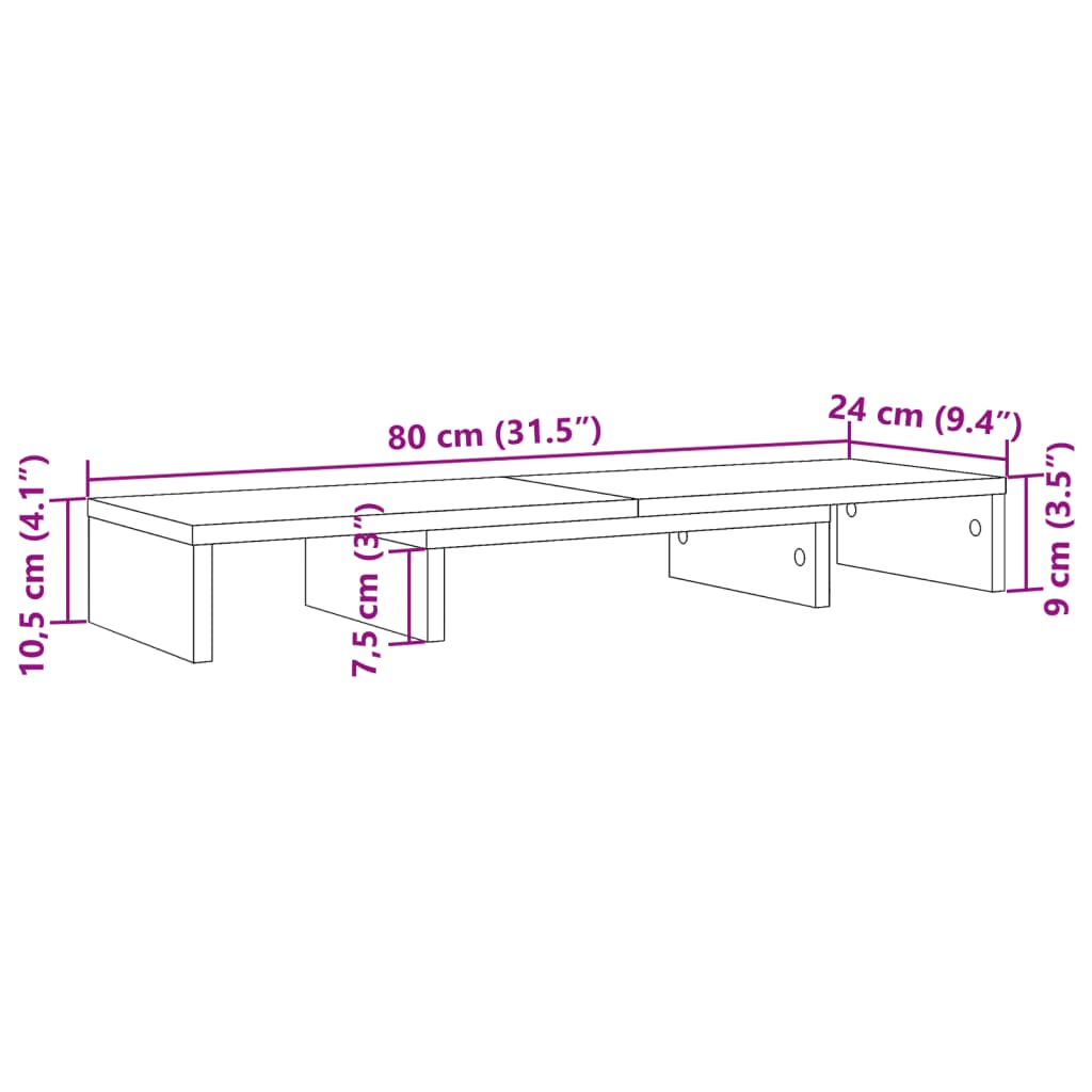 vidaXL Support de moniteur élévateur réglable sonoma gris
